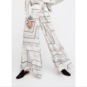 Free People Stairway To The Moon Goddess Paperbag Waist Wide Leg Rayon Pants XS